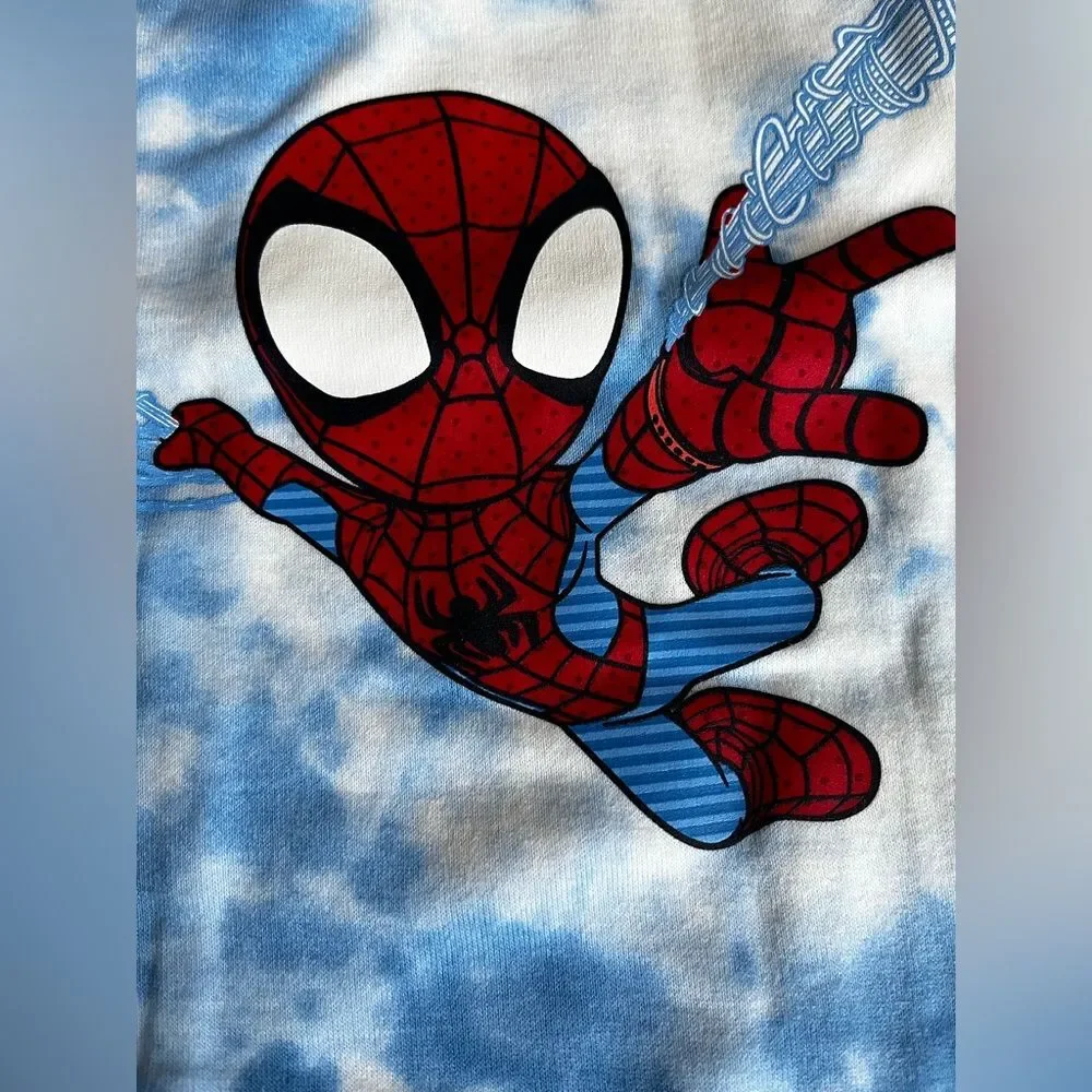 Gap Kid's Marvel Spider-Man PJ Set 100% Organic Cotton Allover Tie Dye Snug Fit